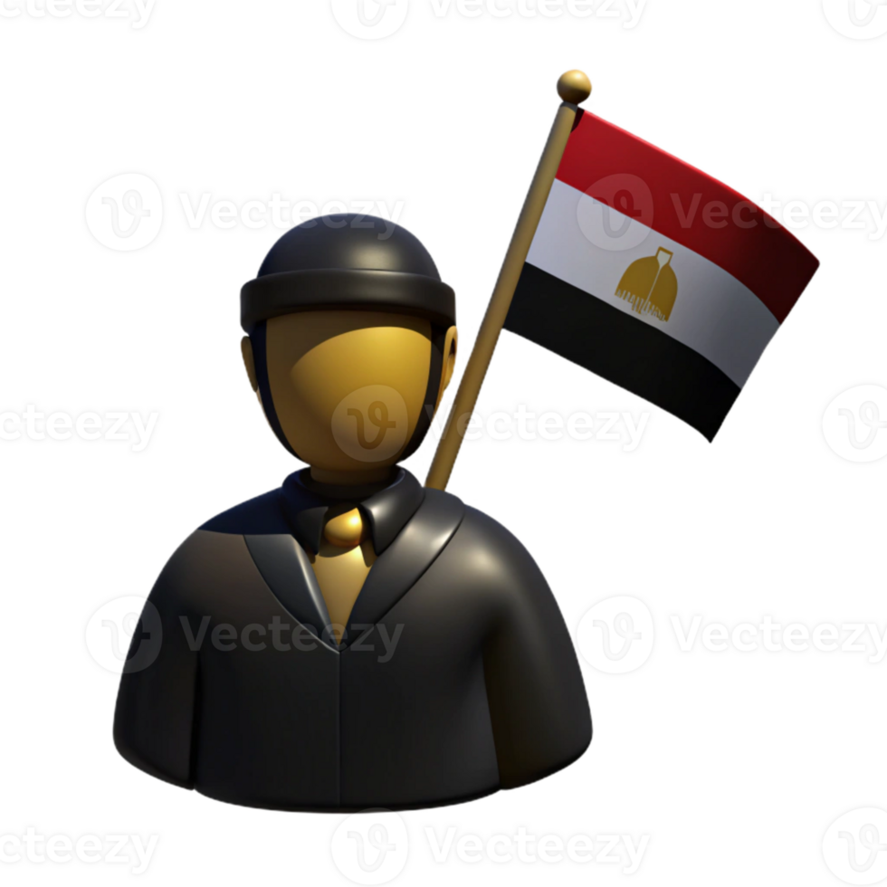 3D Render of a Person Holding the Egyptian Flag png