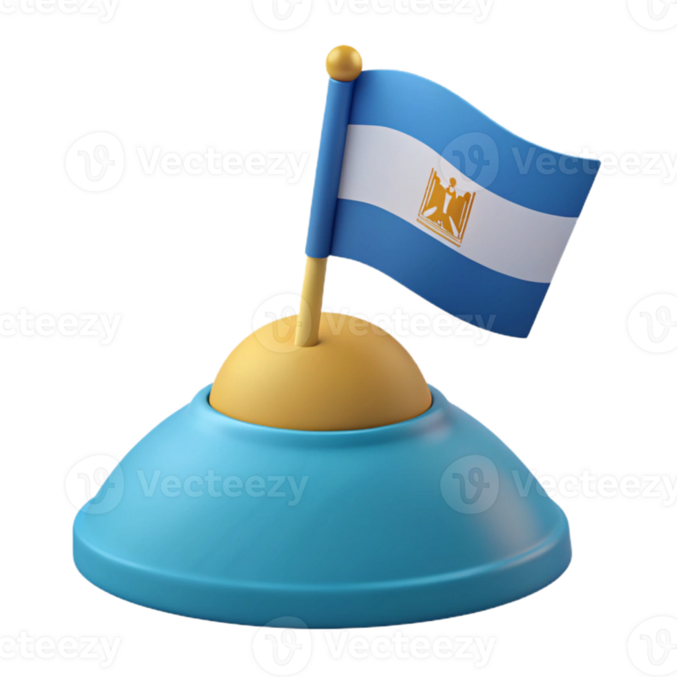 3D Render of a Flag on a Stand png