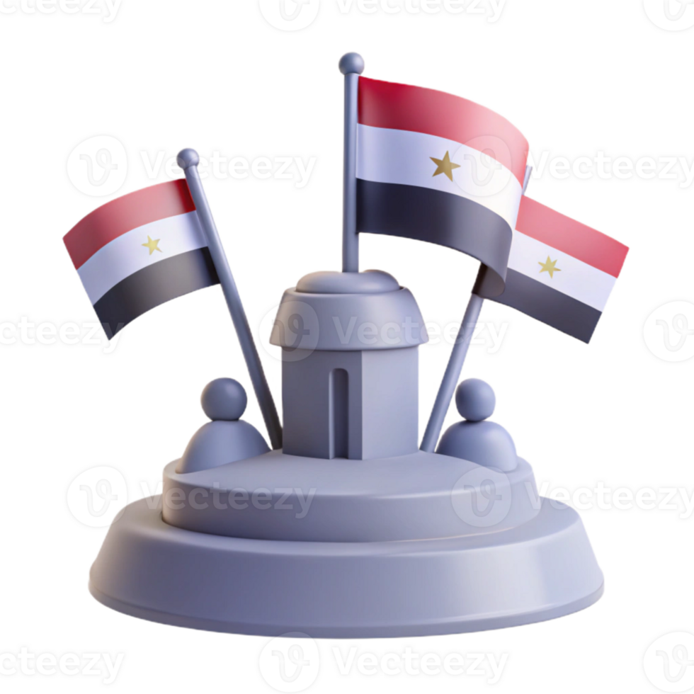 3D Render of Flags on a Podium png