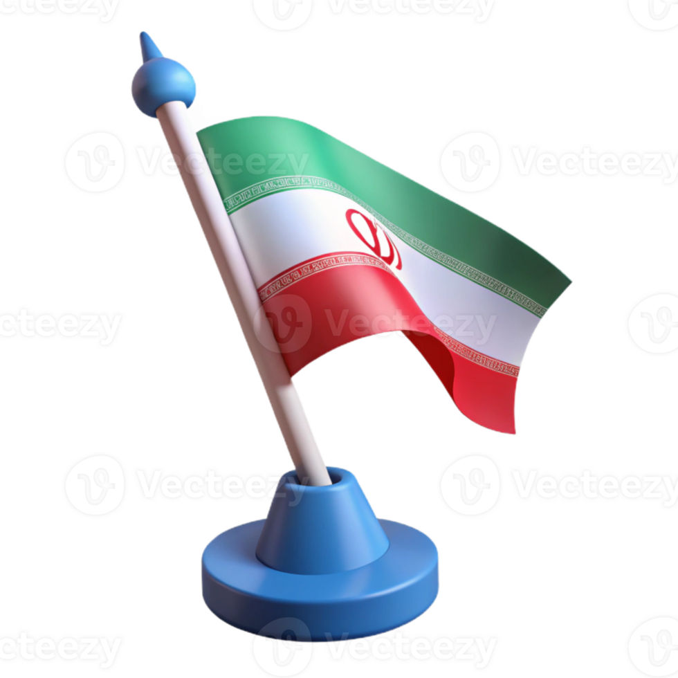3D Render of a Waving Flag of Iran png