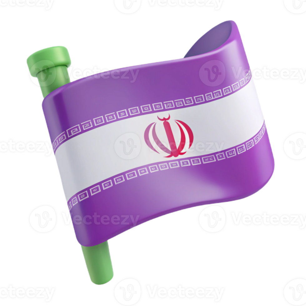 3D Render of a Waving Iranian Flag png