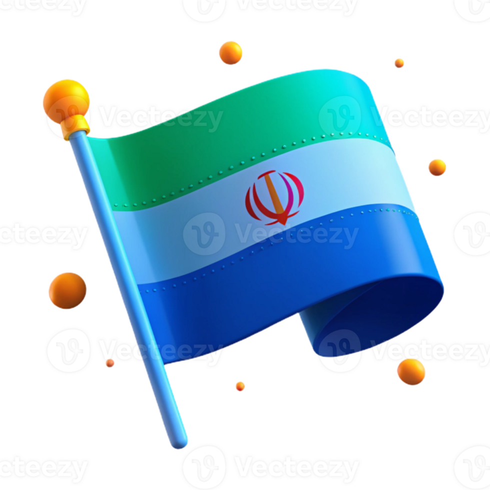 3D Render of a Waving Flag with a Symbol png
