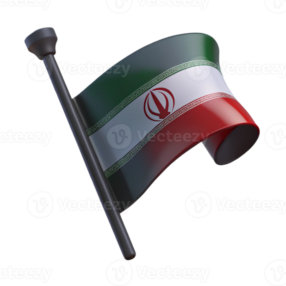 Waving Iranian Flag with Green, White, and Red Colors png