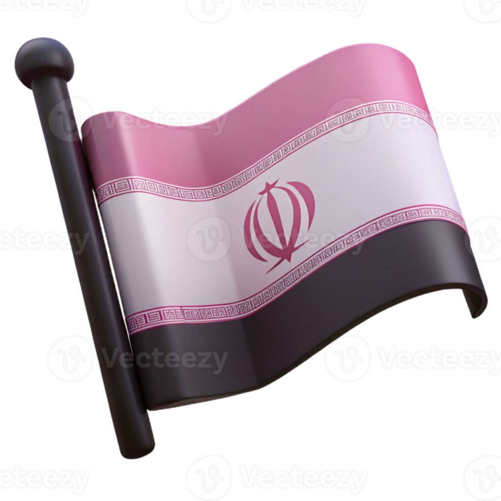 Waving Flag of Iran in 3D Render png