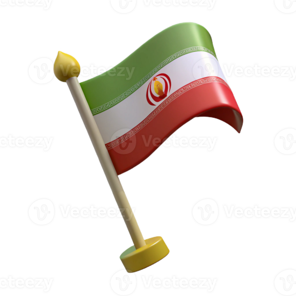 3D Render of a Waving Flag with Red, White, and Green Colors png