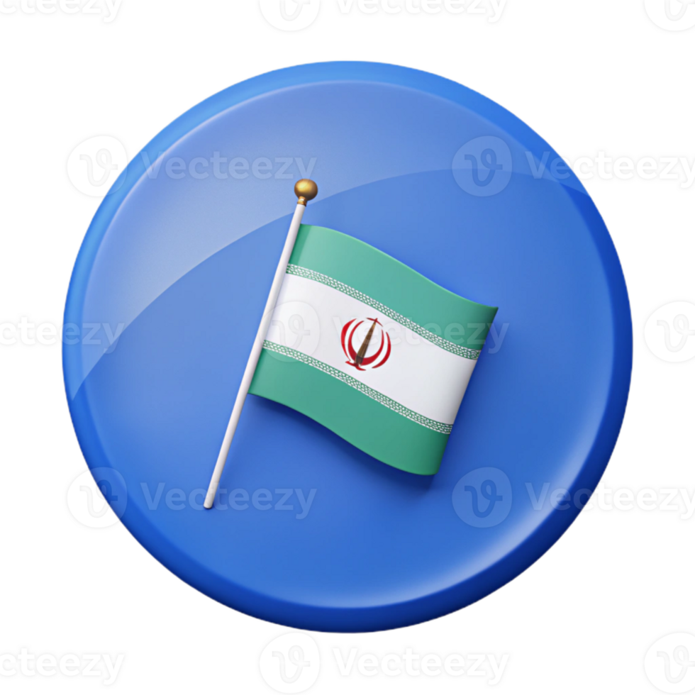 3D Render of a Green and White Flag with a Red Symbol on a Blue Circle png