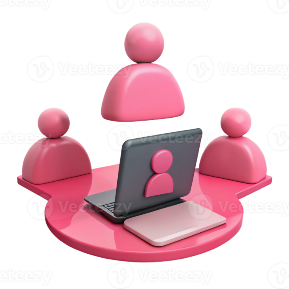Virtual Meeting 3D Illustration of Online Collaboration png