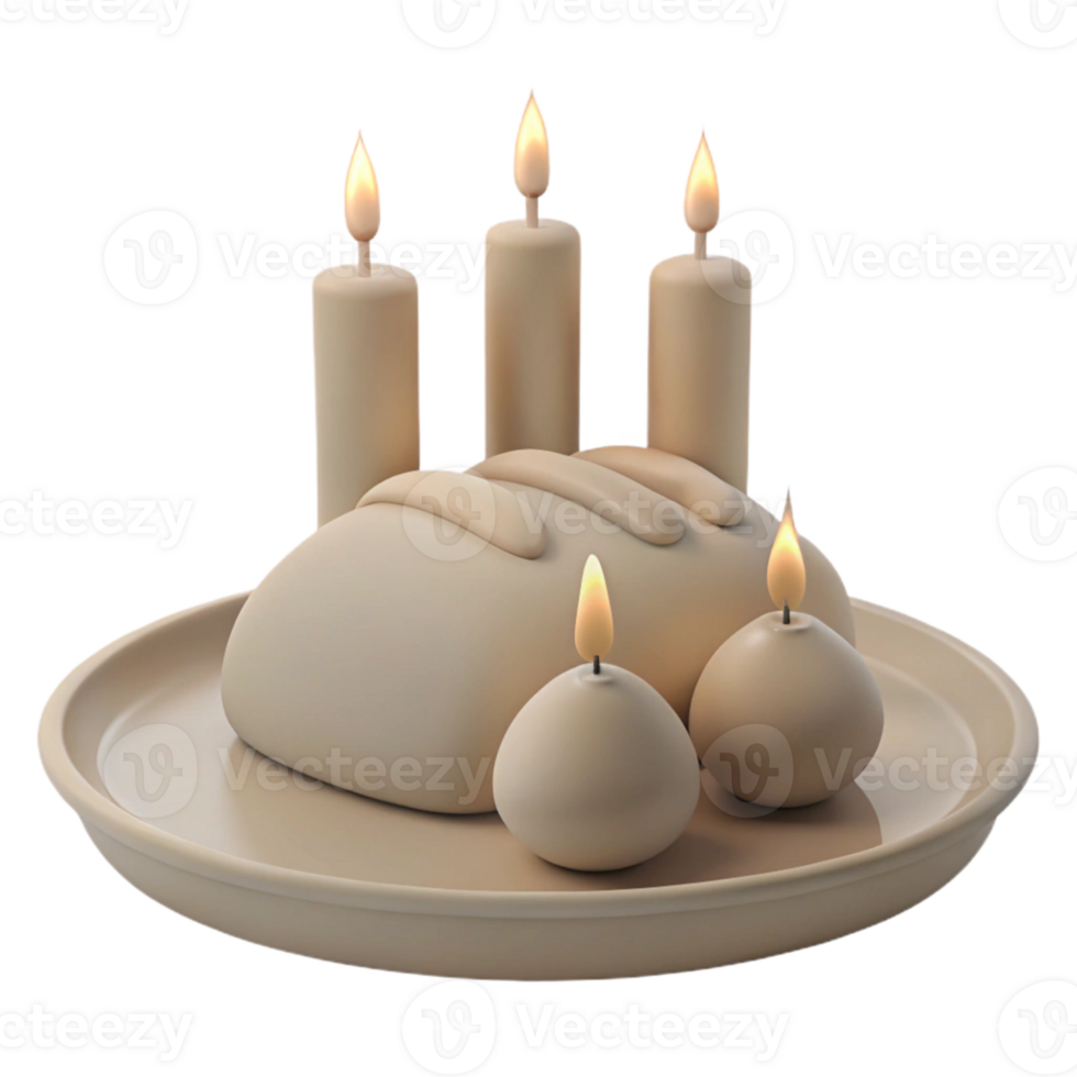 Candles and Bread on a Plate png