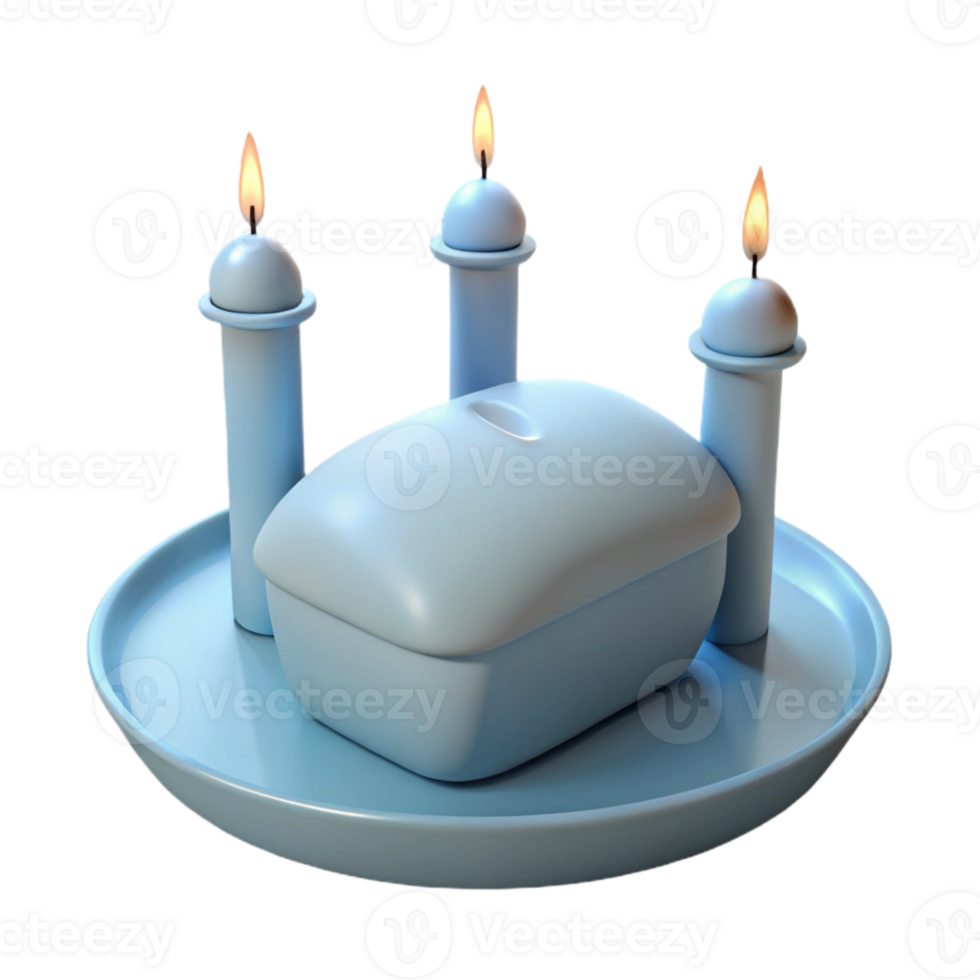 Blue Candles and a Box on a Tray png