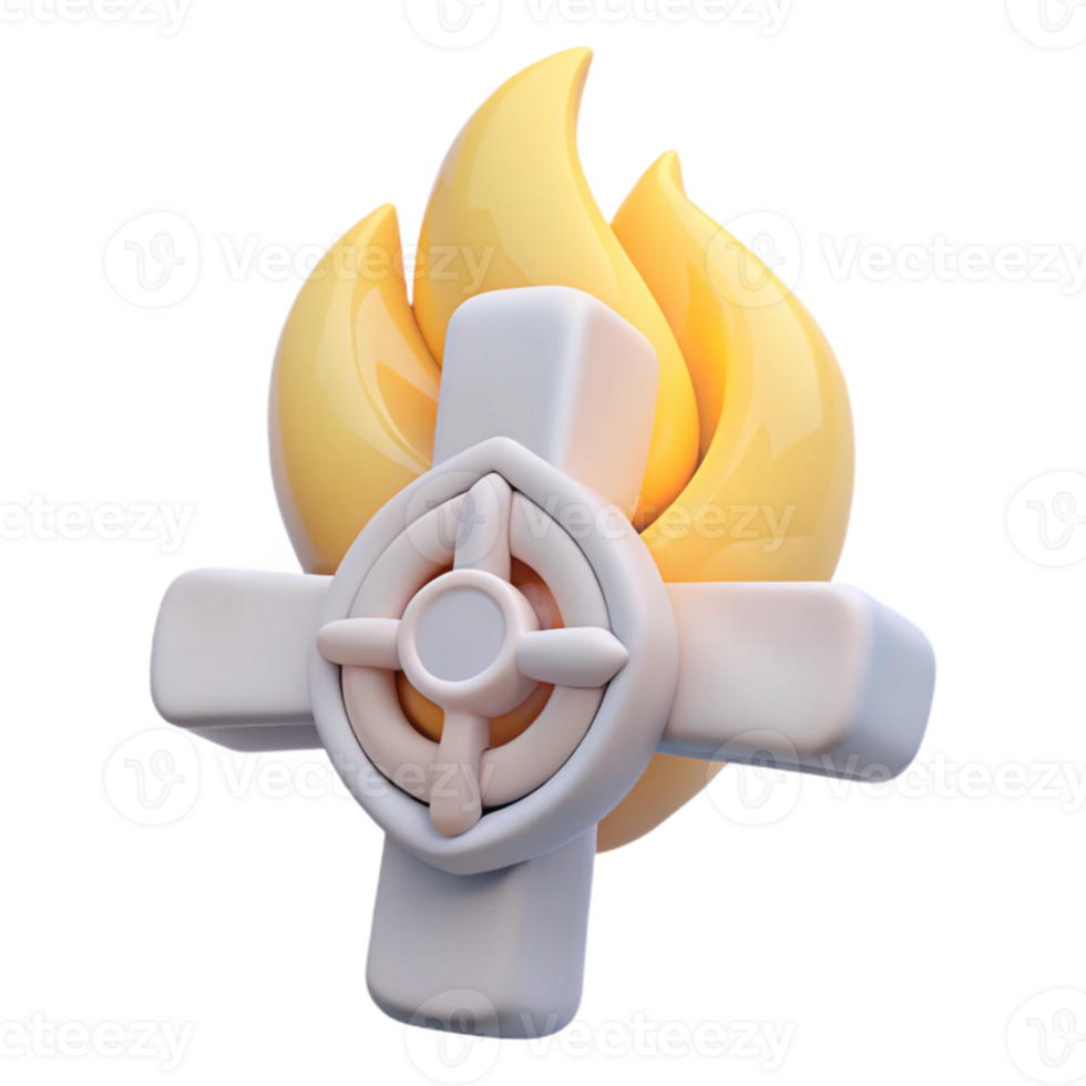 3D Rendered Cross with Flame png