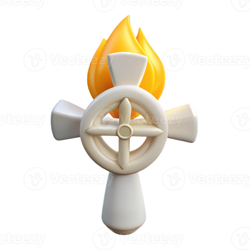 Celtic Cross with Flame 3D Render png