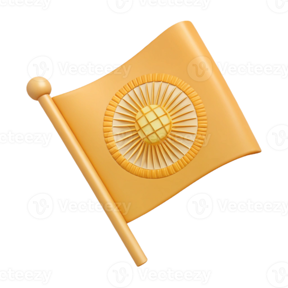 3D Render of a Flag with a Sun Design png