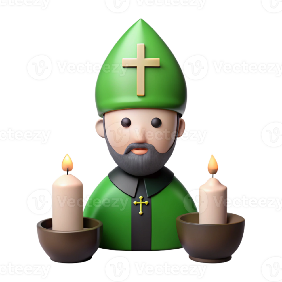 3D Render of a Priest with Candles png