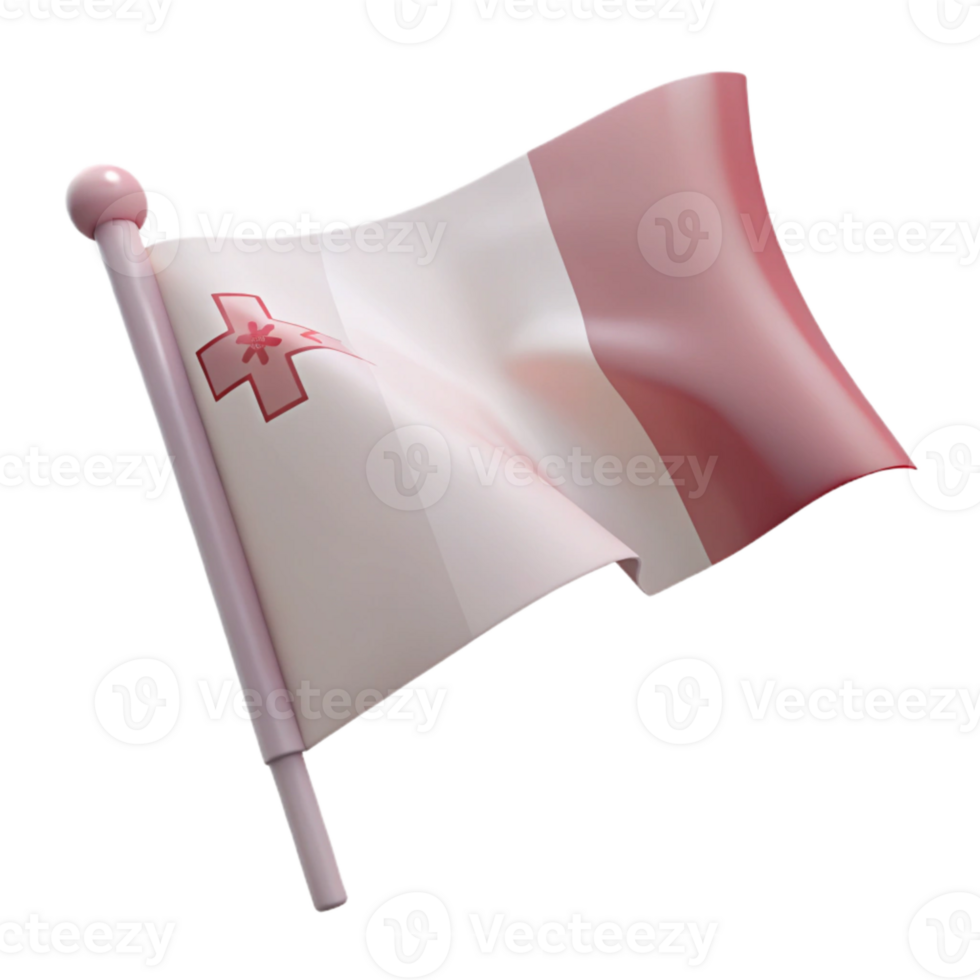 Waving Flag with Red Cross and Flower Emblem png