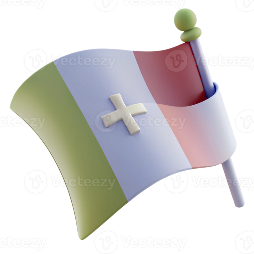 3D Flag Waving with White Cross in the Center png