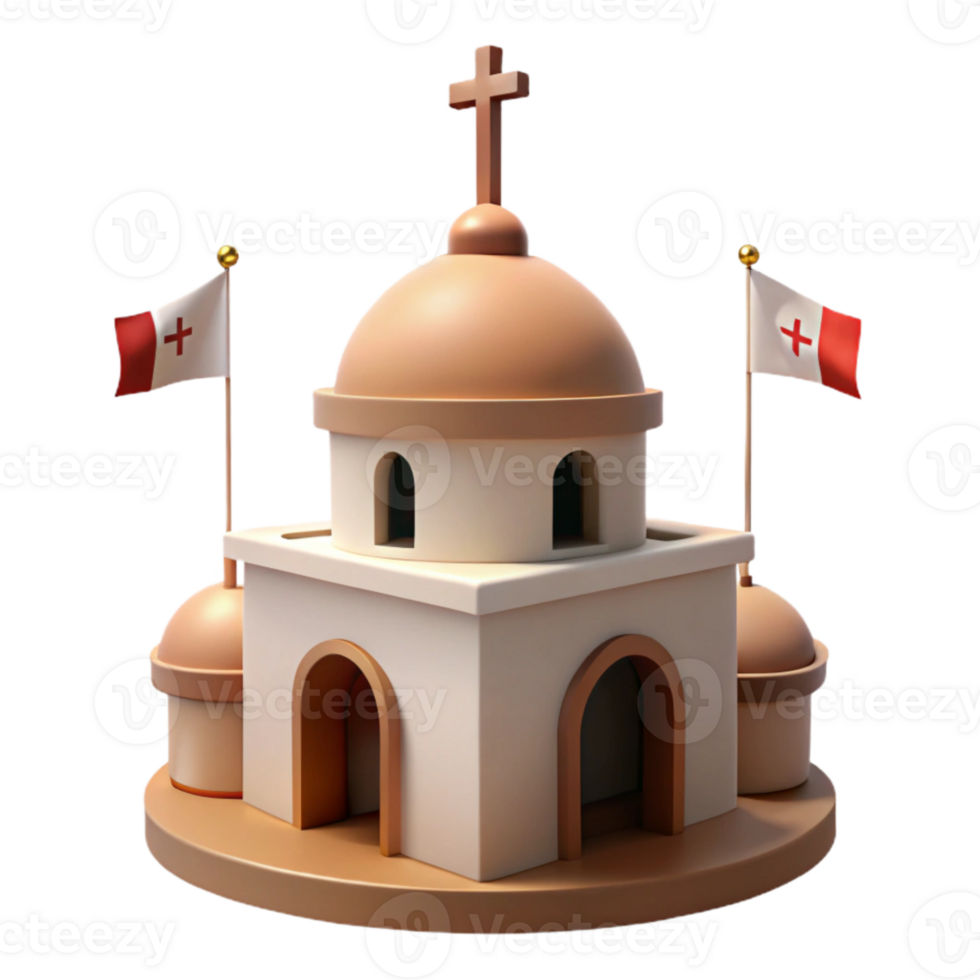 3D Model of a Church with a Cross on the Roof png