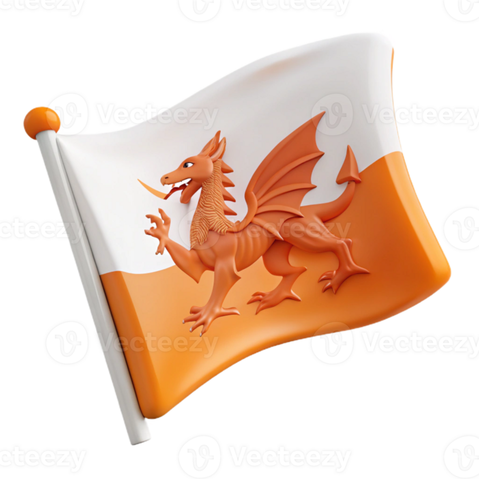 Welsh Dragon Flag Waving in the Wind png