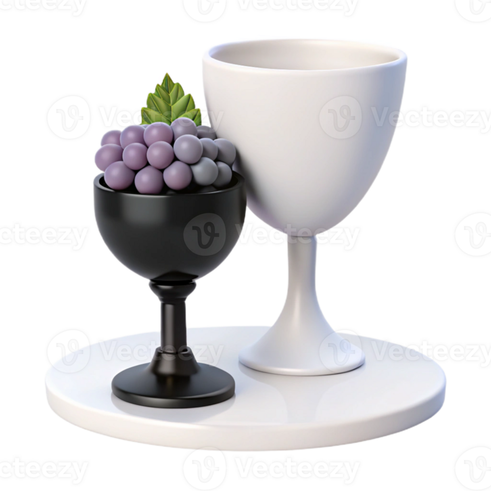 Grapes and Chalice 3D Illustration png