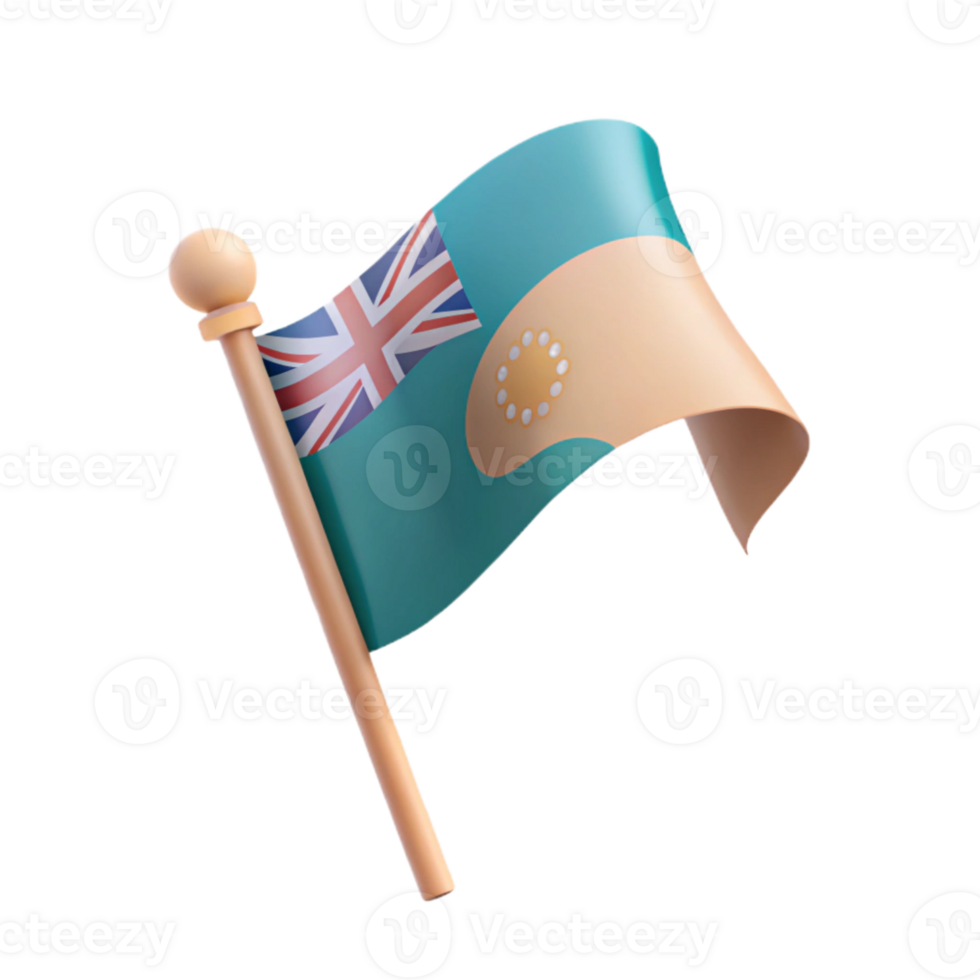 3D Render of a Waving Flag with a Union Jack and a Circle of Stars png