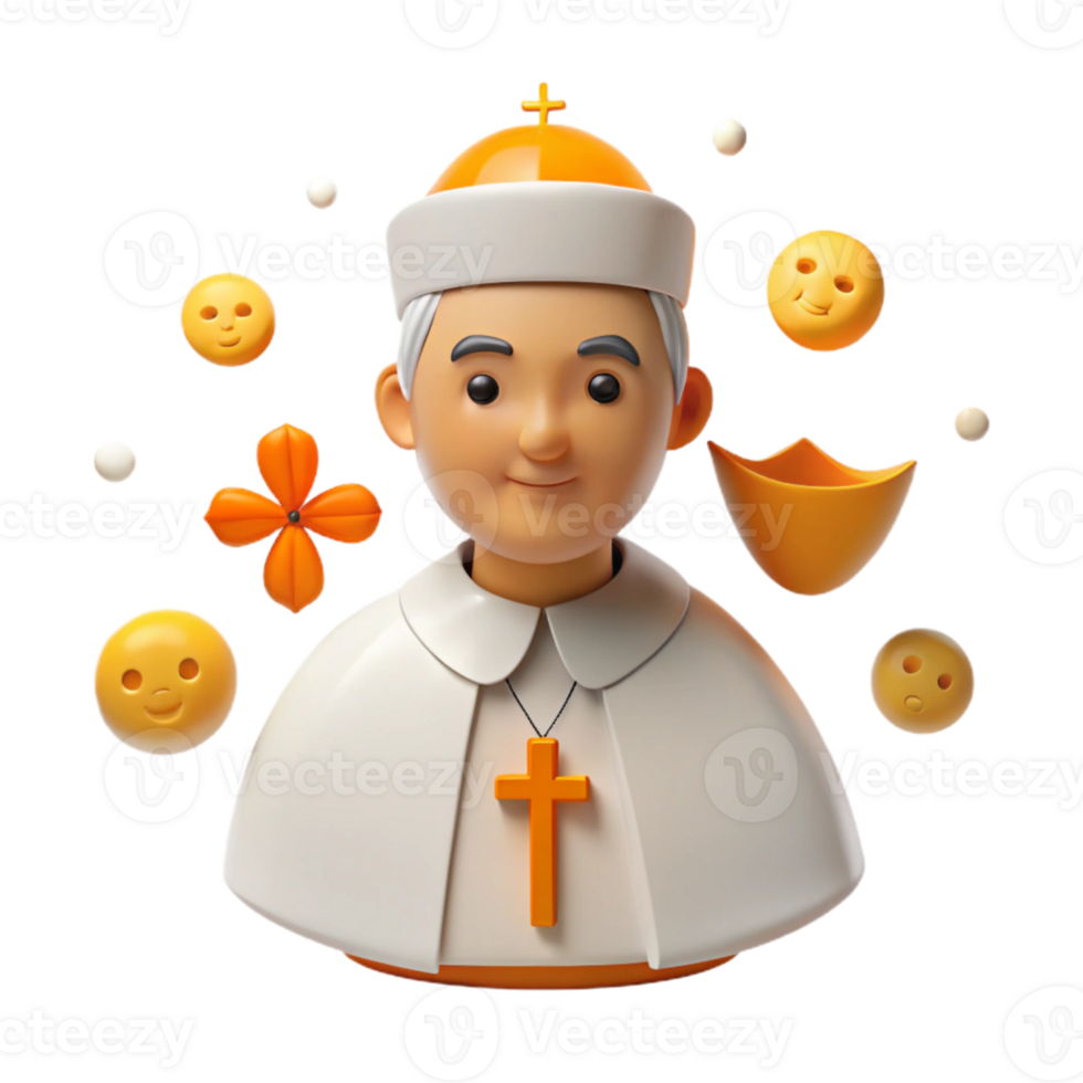 3D Render of a Smiling Religious Leader png