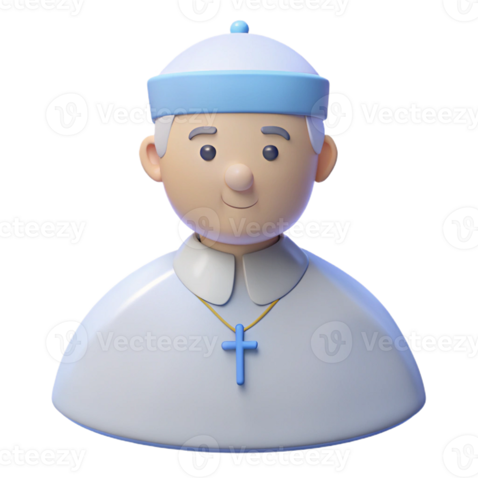 3D Cartoon Illustration of a Religious Figure Wearing a Cross png