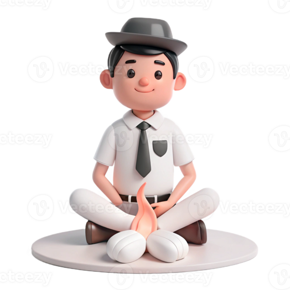 3D Cartoon Character Sitting In Lotus Position png