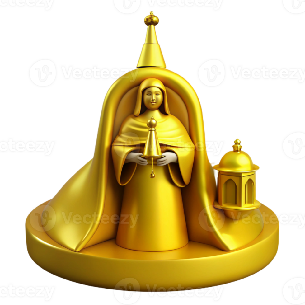Golden Religious Figurine with Lamp png