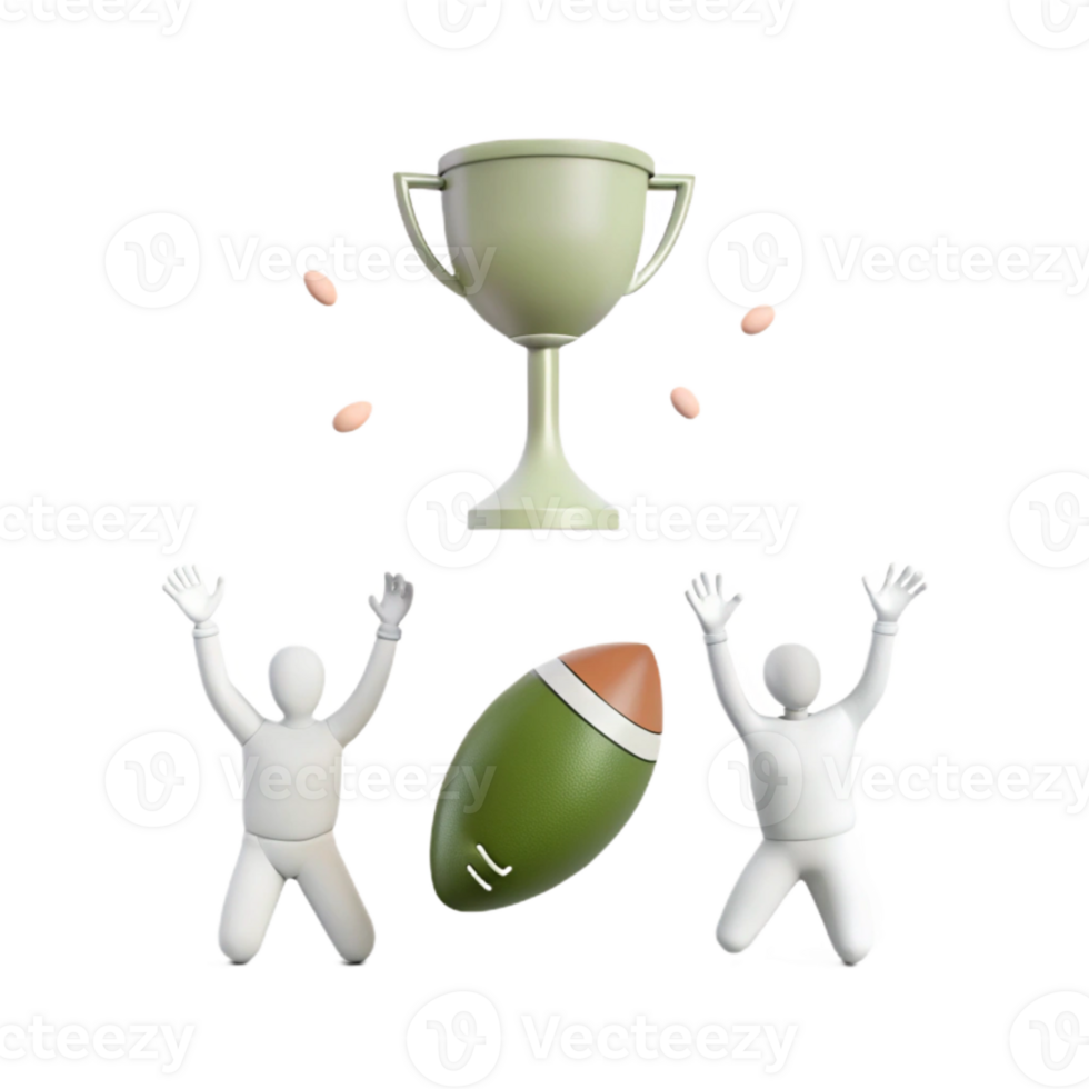 Celebrating Victory Two Figures Rejoicing with a Trophy and Football png