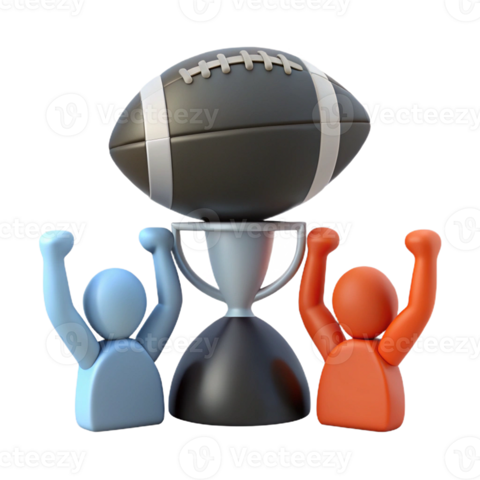 Football Trophy Celebration with Two Figures png