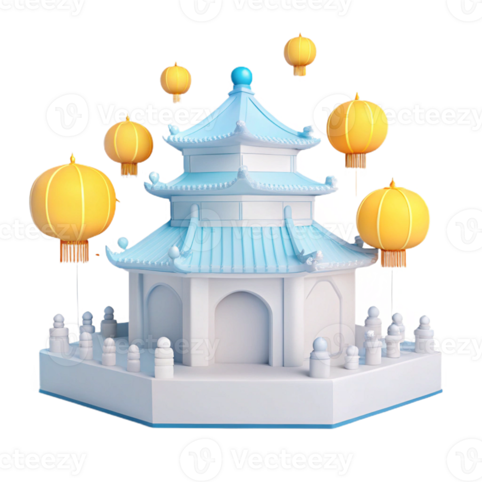 Chinese Temple with Lanterns png