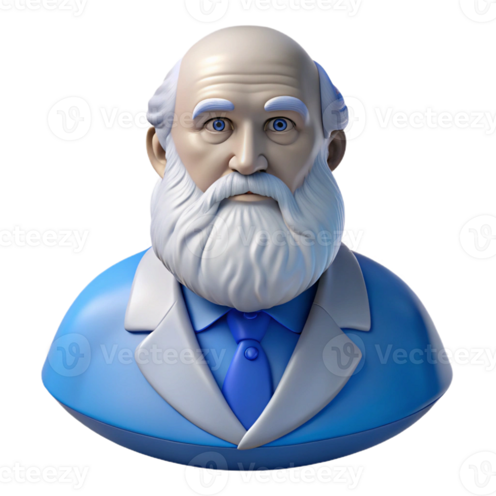 3D Render of a Man with a White Beard and Blue Suit png