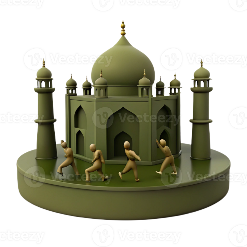 3D Model of a Mosque with Figures png