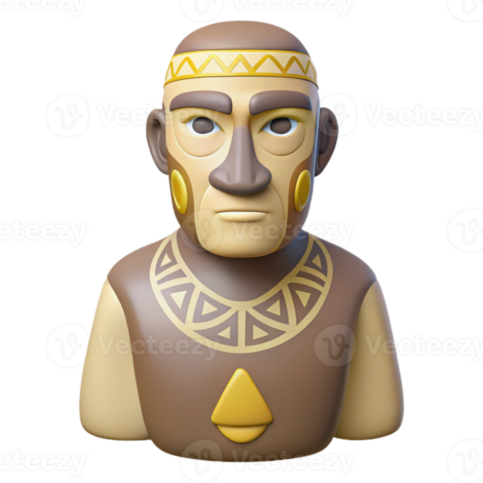 3D Render of a Tribal Warrior with a Gold Headband png