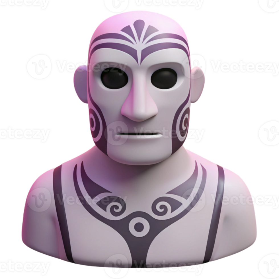 3D Render of a Man with Tribal Tattoos png