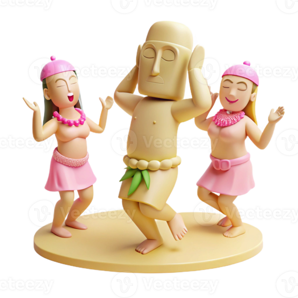 3D Cartoon Characters Dancing on a Beach png