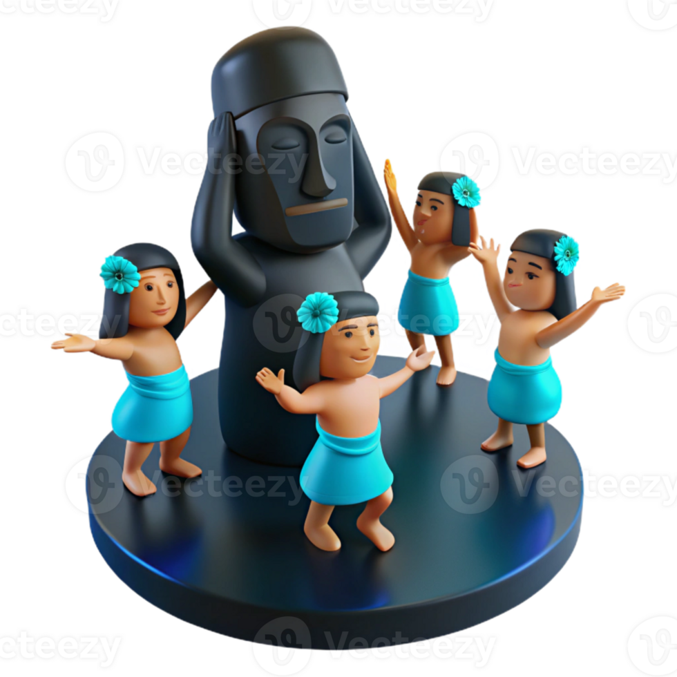 Ignoring the Noise A 3D Illustration of People Dancing Around a Statue png