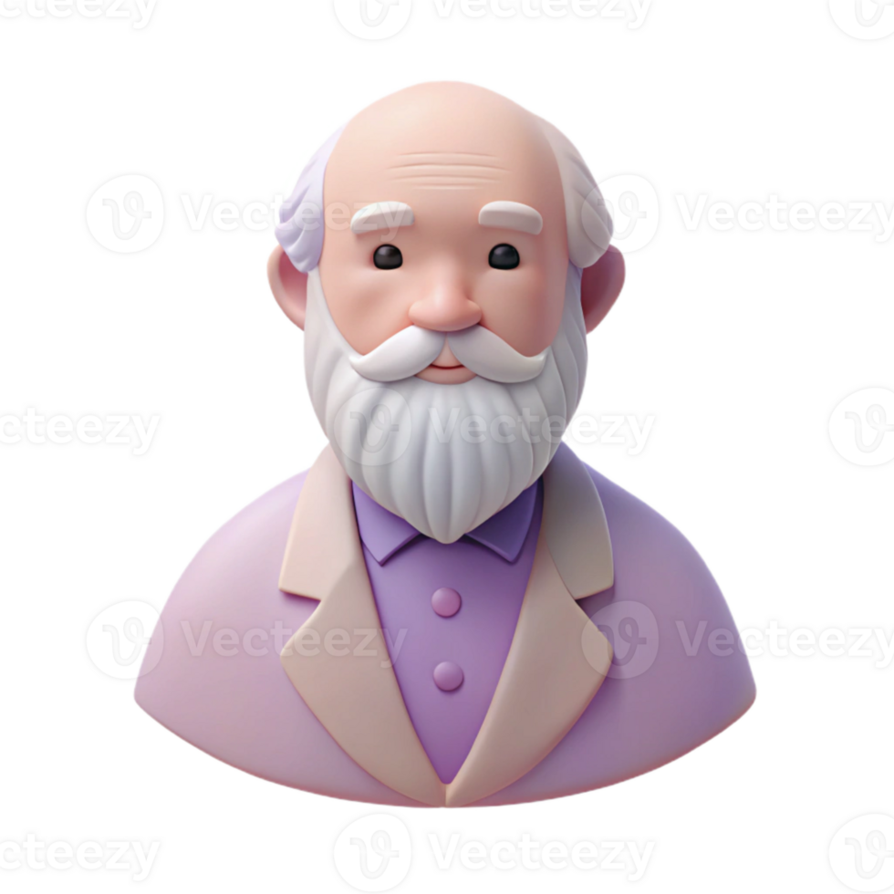 3D Render of a Friendly Elderly Man with a White Beard png