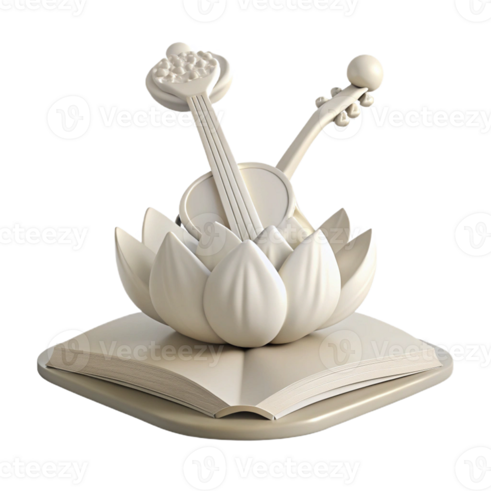 Musical Instruments Resting on a Lotus Flower Book png