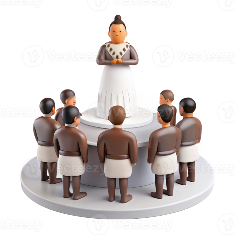 A Woman Addresses a Group of People in a 3D Render png
