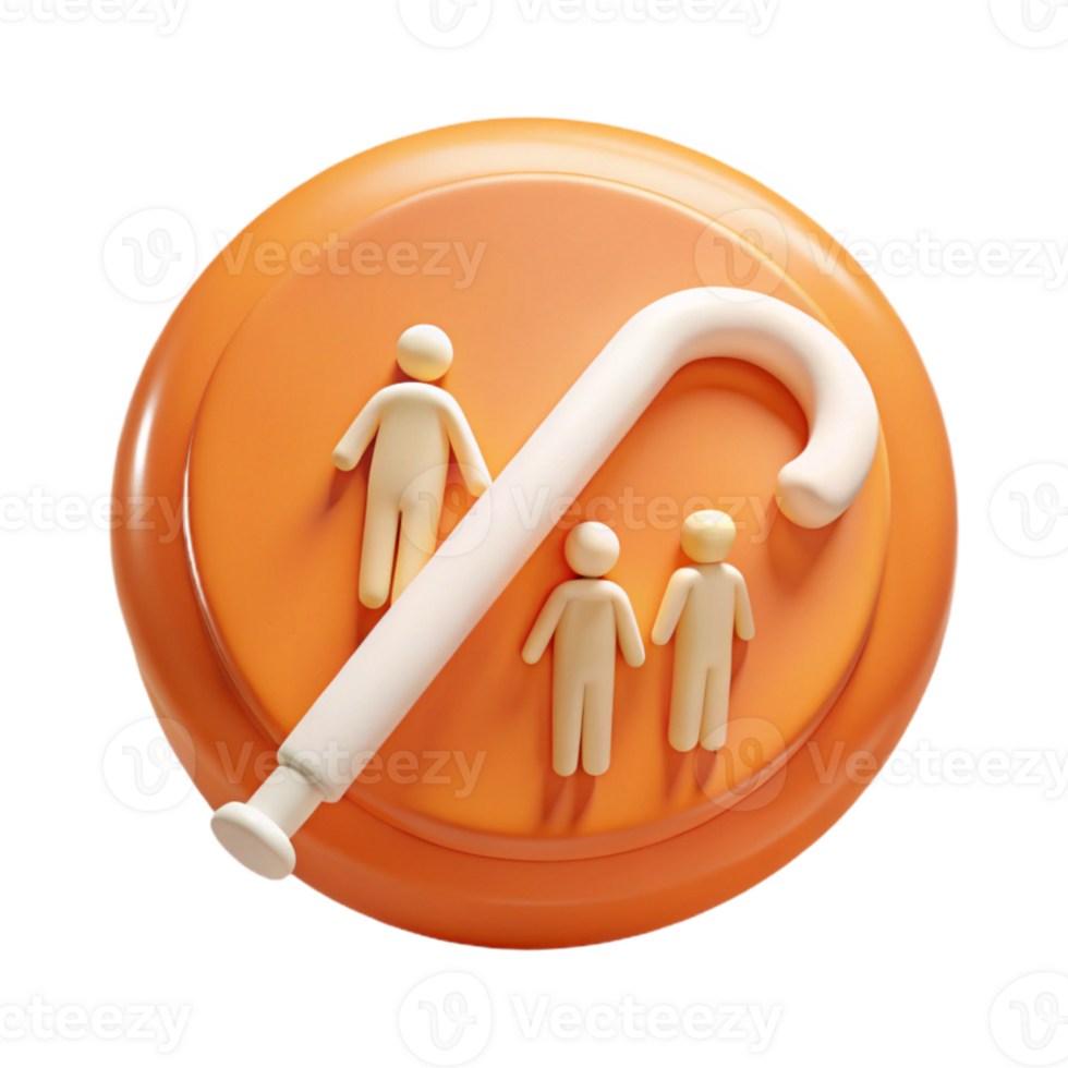 3D Render of a Cane Crossing Three People png