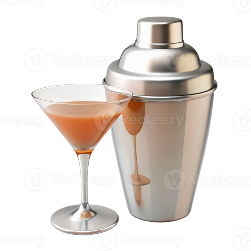 Cocktail Shaker and Glass with Drink png