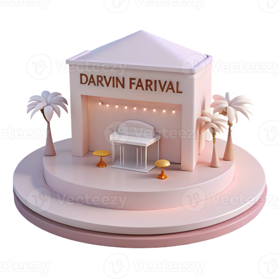 3d rendere di un' palcoscenico con palma alberi e corda luci png