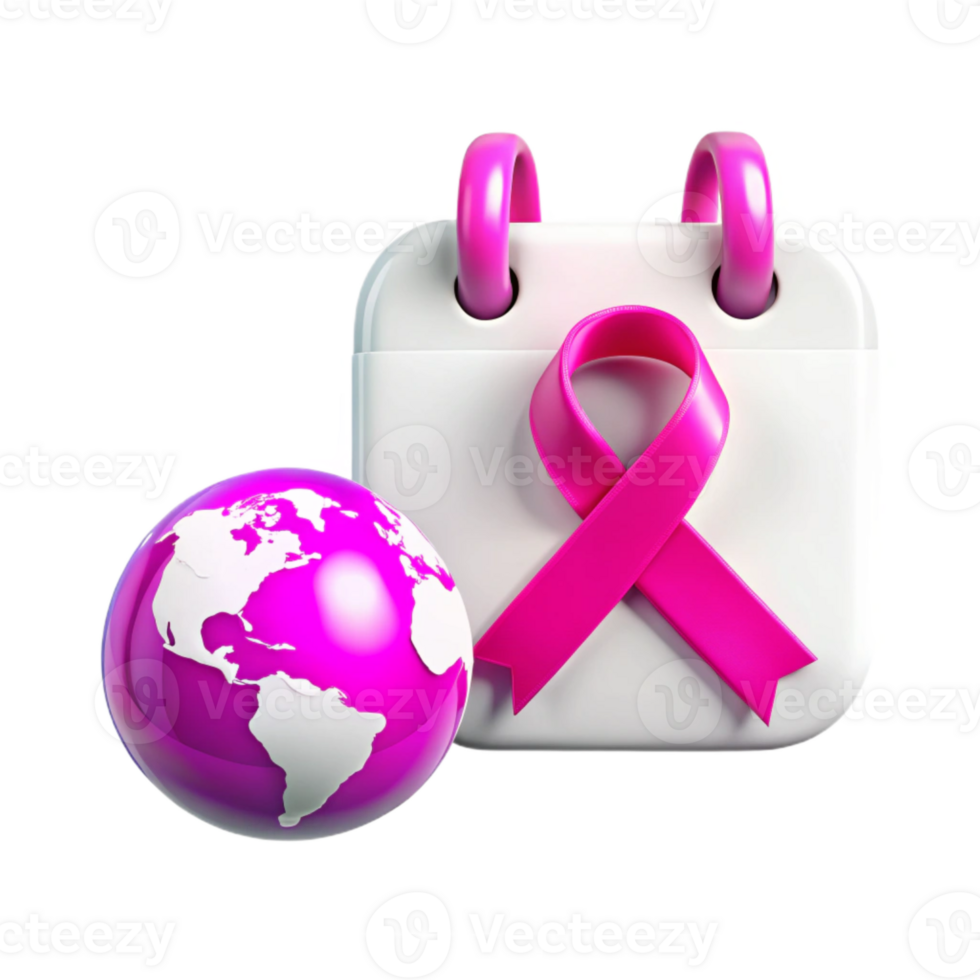 Global Awareness Calendar with Pink Ribbon png