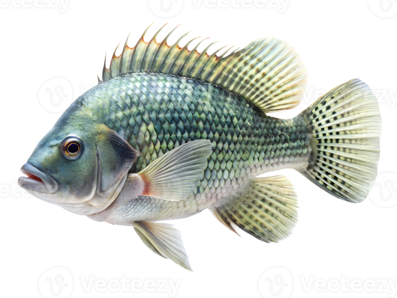 Tilapia Fish swiming isolated on a transparent background png