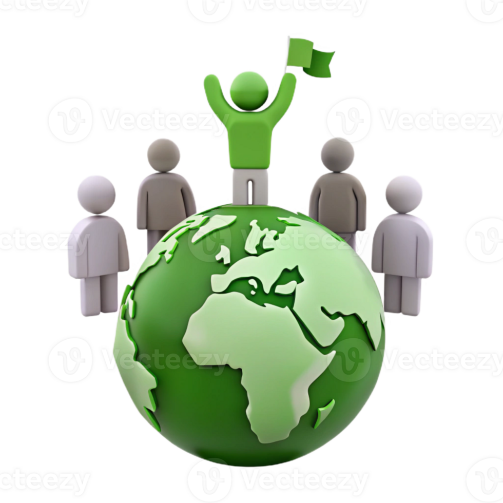 Global Success A 3D Illustration of People Surrounding the Earth png