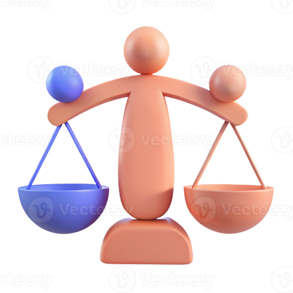 3D Illustration of a Balance Scale with Two Bowls png
