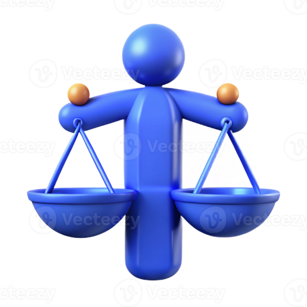 3D Illustration of a Person Holding a Balance Scale png