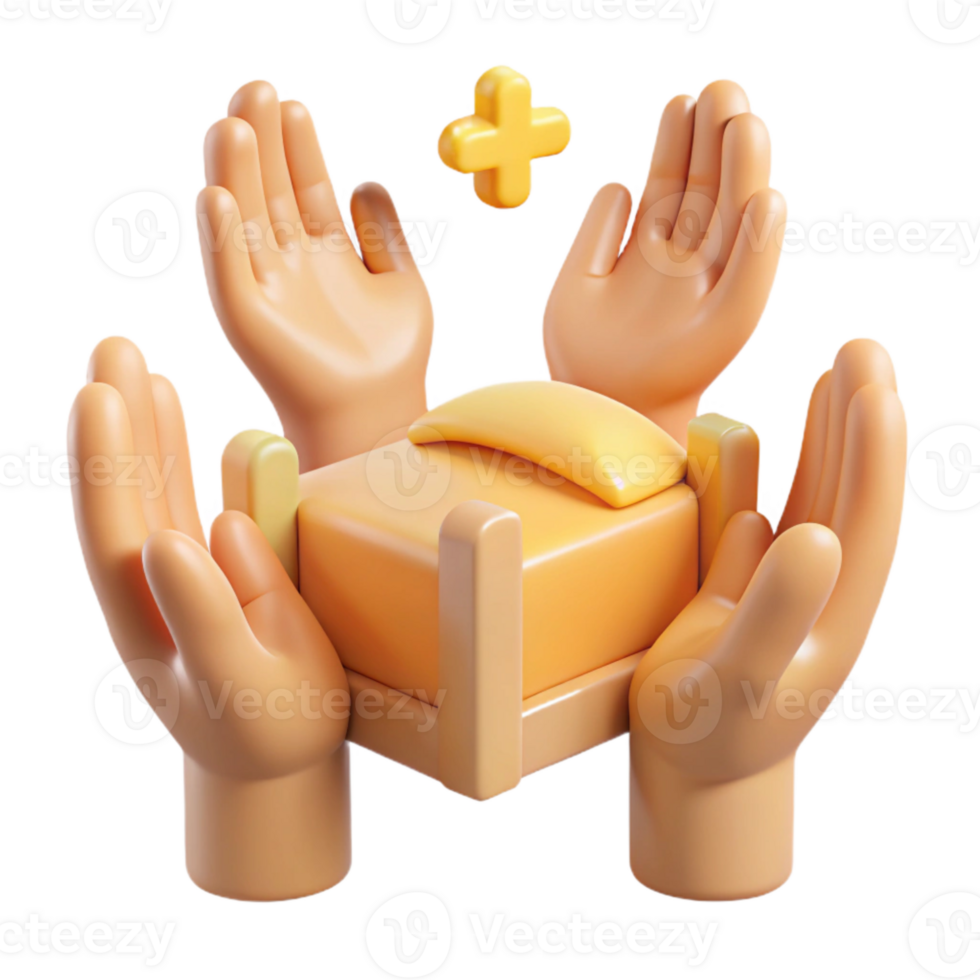 Caring Hands Protecting a Bed with a Plus Sign png