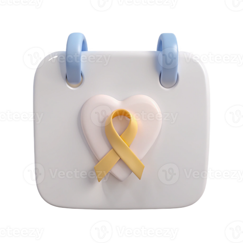 Calendar Reminder Heart with Yellow Ribbon png