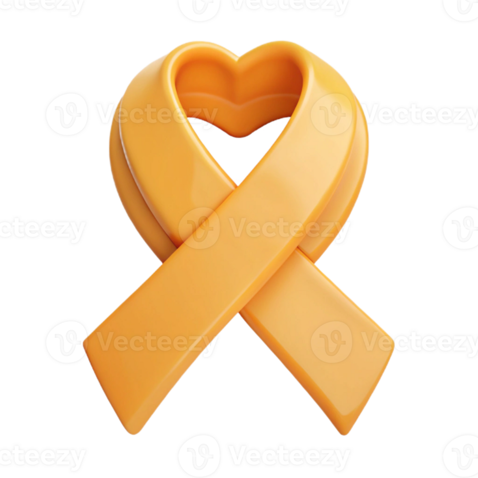 Gold Ribbon Heart A Symbol of Support and Awareness png